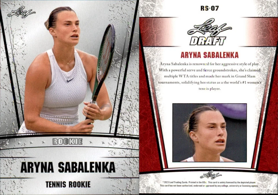 2023 Leaf Draft Silver Aryna Sabalenka RC Rookie #RS-07 Tennis - Image 1 of 1