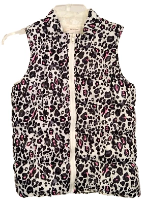Self Esteem Girls Large Vest Jacket Black Pink Puff Vest Animal Print Outwear - Image 1 of 4