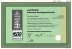 Autosafe Parkhaus AG, Greiling, 1991 (20 Aktien) ungelocht + alle Coupons !