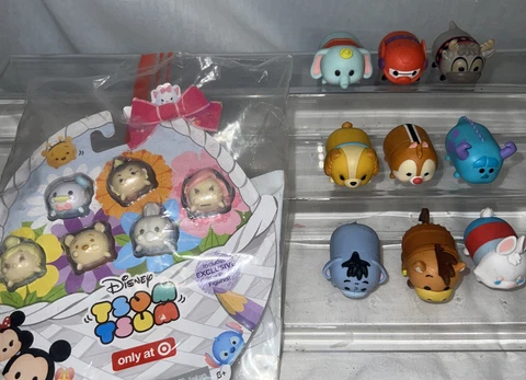 Disney Tsum Tsum TARGET EASTER EXCLUSIVE Glitter Pastel Figures + 9 Large Preown Cover