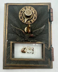 Vintage Brass Post Office PO Box Door Single Dial Flying Eagle No #197 - Picture 1 of 6