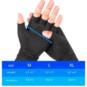 2pcs Copper Anti Arthritis Compression Gloves Hand Support Joint Pain Relief - Picture 1 of 14