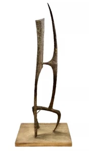 Mid Century Modern Nakashima Style Metal Wood Block Floor Sculpture Asian - Picture 1 of 20