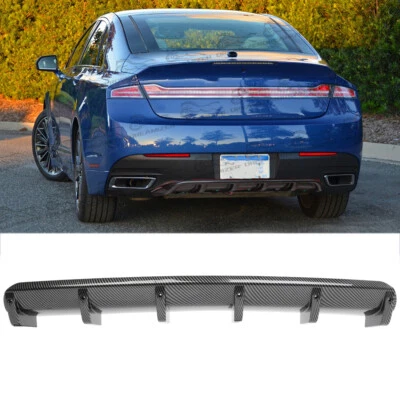 Carbon Fiber Style Car Rear Lower Diffuser Lip 6-Fins Bumper For Lincoln MKZ MKS - Image 1 of 4