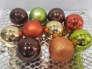 10 Thanksgiving Fall Harvest Orange Brown Ball Christmas Ornaments Decor 2.5" - Picture 1 of 4