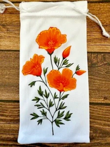 Soft Eye Sunglasses White Accessory Pouch Pull Top Portable California Poppy - Picture 1 of 1