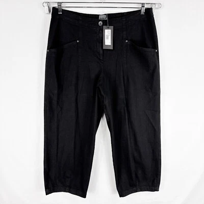 OSKA Hose Ava Wash Pants Womens 5 Black Cotton Blend Wide Leg 37x27 Stretch NEW - Image 1 of 4