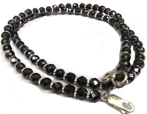 Black Diamond Beaded Necklace Faceted Certified 6 mm Excellent Anniversary Gift. - Picture 1 of 5