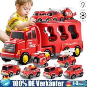 7 in 1 Spielzeugauto mit Licht & Sound LED Feuerwehrauto-LKW Kinder Spielzeug DE - Bild 1 von 23