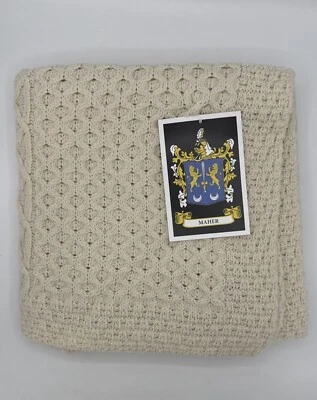 "Aran Suéter Mercado Maher Clan Lana Merino Manta Natural 64""x40"" Nuevo con Etiquetas" Foto 1 de 4