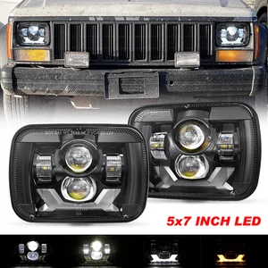 Pair 5"x7" Inch LED Headlights DRL Turning For Mazda 1986-1991 B2000 B2200 B2600 - Picture 1 of 18