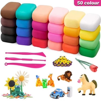 Modelliermasse, Lufttrocknend, Kinder, 50 Farben, Ton, Bastelset, Geschenk - Bild 1 von 4