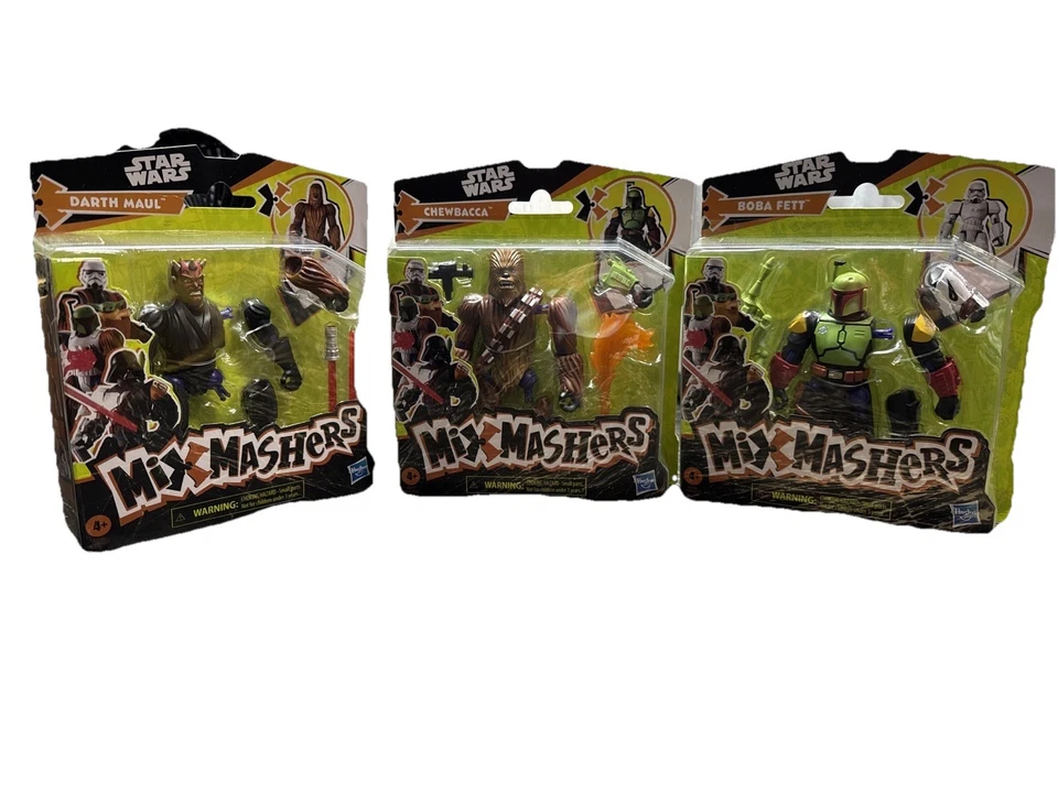 НОВЫЙ ЛОТ 3 STAR WARS MIX MASHERS ФИГУРКИ CHEWBACCA DARTH MAUL BOBA FETT - Изображение 1 из 4