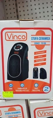 STUFA CERAMICA PLUG IN 400W VINCO 70159 con Termostato anti surriscaldamento  - Immagine 1 di 3