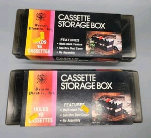 Cassette Tape Case Storage Box Beacon Plastics Set of 2 Vintage - Picture 1 of 9