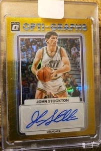 John Stickton 2022-23 Donruss Optic Opti-Graphs Gold Prizm Auto /10 Utah Jazz - Picture 1 of 4