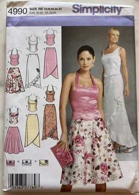 VTG Simplicity 4990 Womens Petite Evening Tops Skirt & Purse Size 14-16-18-20-24 - Image 1 of 4