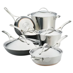 Anolon Nouvelle Luxe 11-Piece Stainless and Hard Anodized Cookware Set (Stain... - Picture 1 of 12