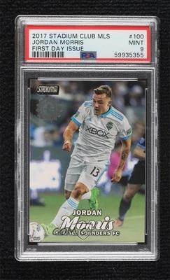 2017 Topps Stadium Club MLS 1st Day Issue /10 Jordan Morris #100 PSA 9 MINT - Image 1 of 2
