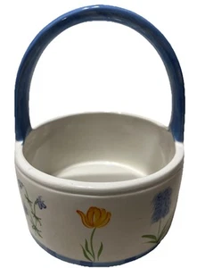Hallmark Cesto Ceramica Con Manico Dipinto A Mano Fiori Decorazione Primavera Pasqua - Foto 1 di 4