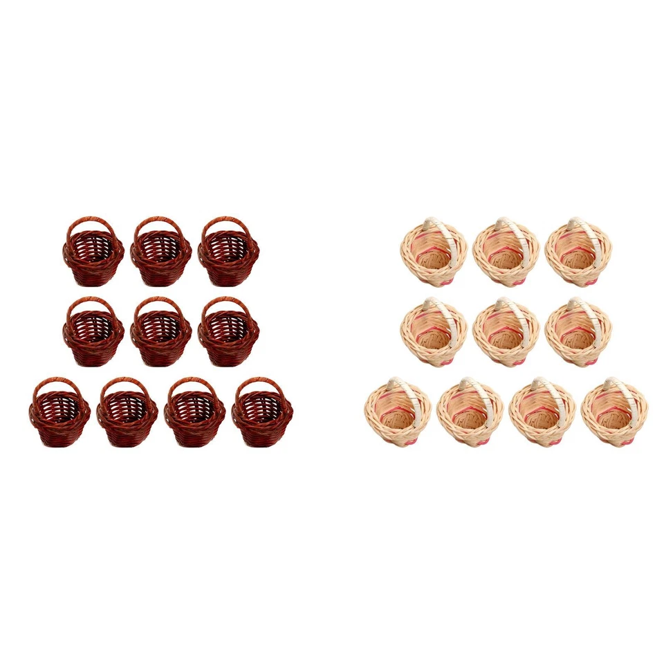 10Pcs Handwork Small Rattan Weaving Flower Basket Decor Storage Sundries - Image 1 of 1