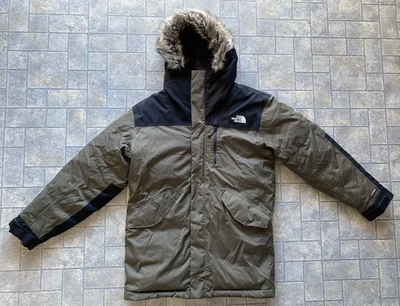 Abrigo parka de plumón The North Face Dryvent Bedford para hombre M piel sintética cremallera dañada Foto 1 de 4