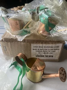 Vtg Lillian Vernon Mini  3” Copper & Brass Watering Cans Ornament Original Box 4 - Picture 1 of 10