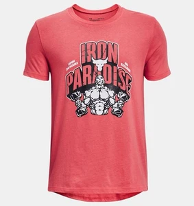 NEW Under Armour Project Rock Iron Paradise Pink Red Youth Boys XL Tee - Picture 1 of 1