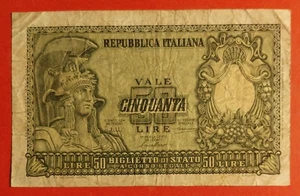 BANCONOTA ITALY 50 LIRE ELMATA N°090532 - 1951 - Foto 1 di 2