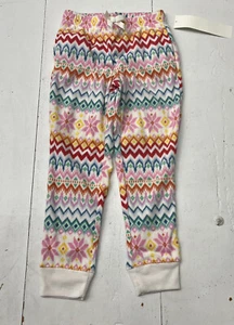 Old Navy White Fair Isle Micro Fleece Pj Joggers Girls Size Small (6/7) NEW - Picture 1 of 6
