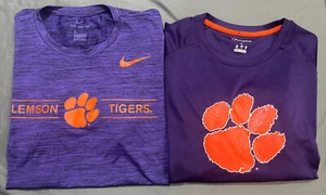 Clemson Tigers Nike & Champion Drifit Tshirts Shirt lot of 2 - Large Purple - Picture 1 of 1