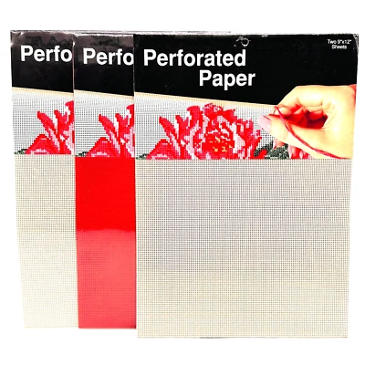 3 New OS packs of Yarn Tree Ivory & Red Perforated Paper 14 Ct 6 sheets total - Image 1 of 3
