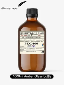 PEG400 Polyethylene Glycol 99.9% Liquid Pharmaceutical Grade 1L Glass bottle - Picture 1 of 2