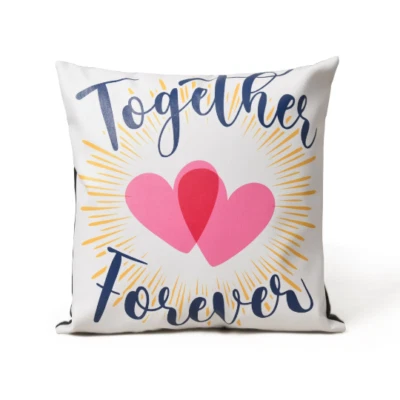 Leather Cushion Cover Together Forever Love Vibes Print Gift For Someone Special - Image 1 of 4