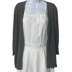 Karen Scott Women's Long Sleeve Open Cardigan Sweater Charcoal Heather Gray Sz S - Picture 1 of 12