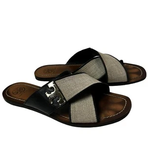 Tory Burch Culver Crisscross Flat Slides size 7.5 M - Picture 1 of 12