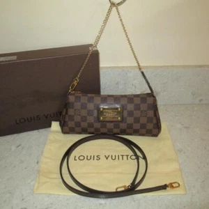 SOLD OUT Louis Vuitton Damier Eva Clutch Pochette Shoulder Bag Chain & Strap - Picture 1 of 12