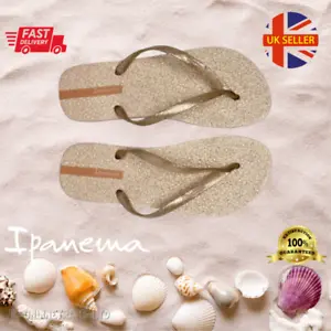 New Ladies Women Flip Flops Summer Pool Beach Sandals Toe Gold Brown Tan Ipanema - Picture 1 of 12