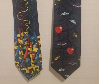 Steven Harris A. Rogers Necktie Crayon Apple AIrplane Teacher Education Colorful - Image 1 of 4