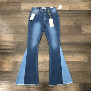 Celebrity Ace Juniors Jeans Womens 9/29 Mid Rise 2 Tones Flare Leg - Picture 1 of 16