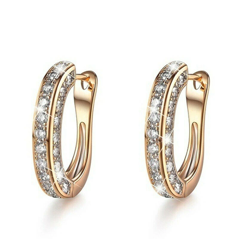 2 Ct Round Cut Moissanite Stone Cluster Hoop Earrings in 10K Solid Yellow Gold - Image 1 of 4