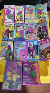 Barney The Purple Dinosaur Set of 14 VHS & DVD Movies Barney's Musical + - Imagen 1 de 1