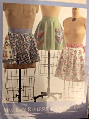 Indygo Junction # IJ749 Sew Easy Reversible Apron 3 Styles Hankie Pockets FF - Image 1 of 4