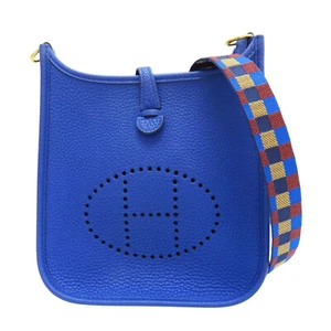 HERMES Evelyne TPM Shoulder Bag Blue Taurillon Leather - Picture 1 of 14