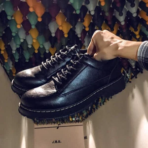 Men's Fashion Casual Shoes Bright Leather Look Shoes Round Toe Low Top Design Fo - Picture 1 of 18