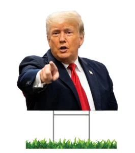 TRUMP 2024 CUT TO SHAPE 12"x12" POLITICAL YARD SIGN WITH FREE STAKES MADE IN USA - Picture 1 of 5