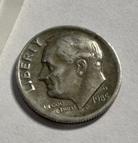 1985-D Sintered Plan Her Error Dime ~ Cool Error ~ I51 Cover
