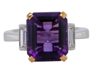 NEU Ring 750/- / 18K Weißgold / Gelbgold Amethyst 8,02 ct. 2 Diamanten 0,82 ct. - Bild 1 von 4