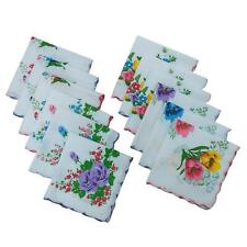 12Pcs Multicolour Women Cotton Handkerchiefs Square Pocket Ladies Hankies 28cm