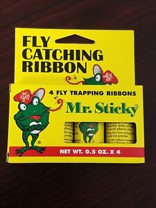 Mr Sticky Fly Catching Trapping Adhesive Hanging Ribbons 4 Pack Natural Pest